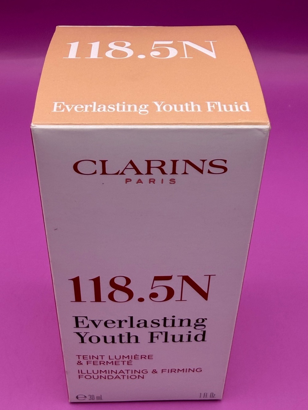 Clarins Everlasting Youth Fluid - Peach & Pink Accent Packaging